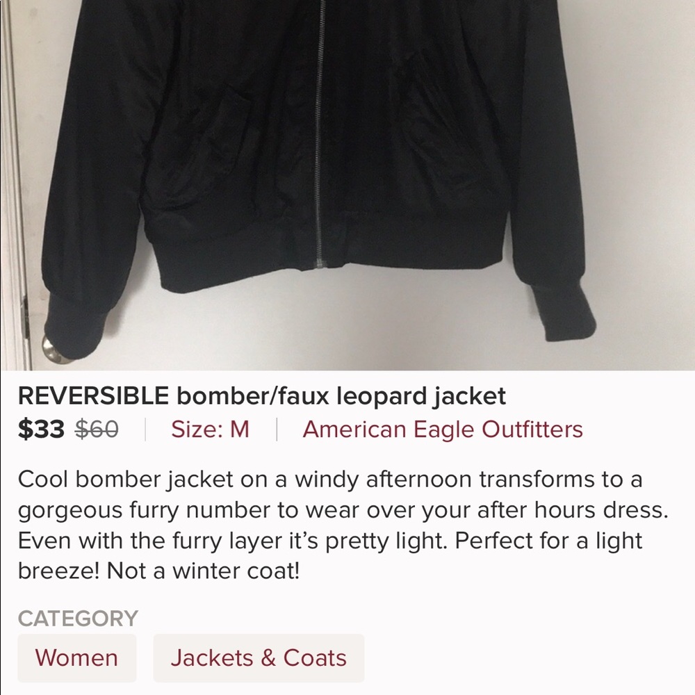 Reversible bomber/faux leopard jacket